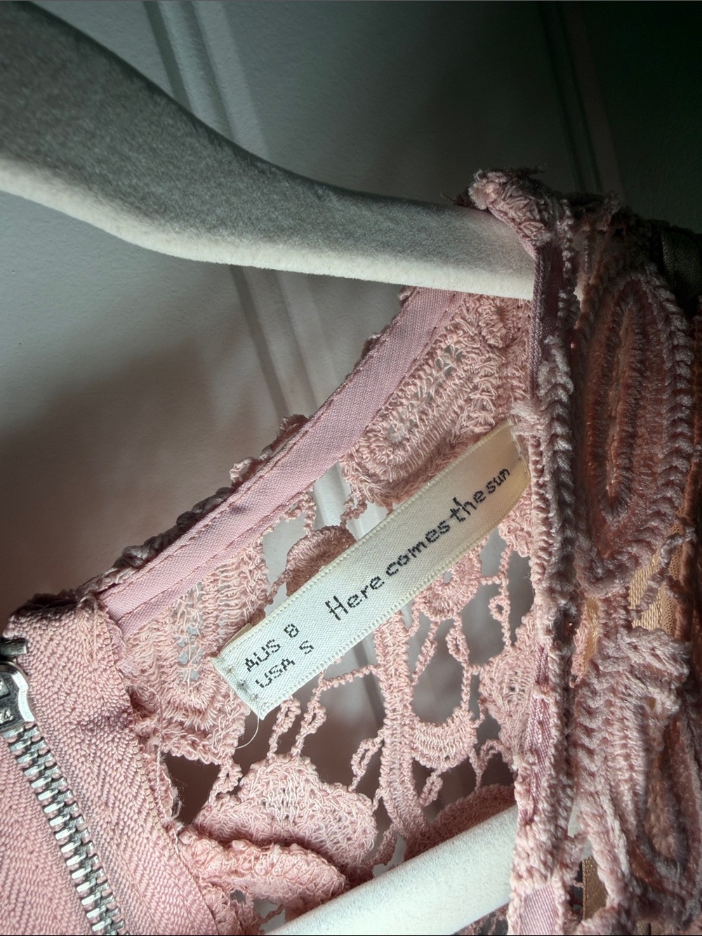 Pink Lace Ruffle-Hem Mini Dress - Picture 9 of 10